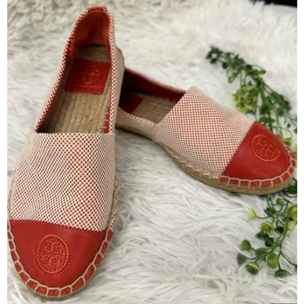 Tory Burch Red and Cream Flats